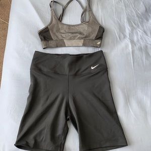 Nike biker shorts plus sports bra